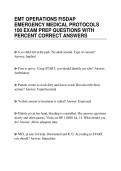 EMT OPERATIONS FISDAP&NewLine;EMERGENCY MEDICAL PROTOCOLS&NewLine;100 EXAM PREP QUESTIONS WITH&NewLine;PERCENT CORRECT ANSWERS