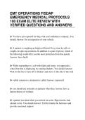 EMT OPERATIONS FISDAP&NewLine;EMERGENCY MEDICAL PROTOCOLS&NewLine;100 EXAM ELITE REVIEW WITH&NewLine;VERIFIED QUESTIONS AND ANSWERS