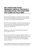EMT OPERATIONS FISDAP&NewLine;EMERGENCY MEDICAL PROTOCOLS&NewLine;100 EXAM ACTUAL TEST QUESTIONS&NewLine;WITH COMPLETE SOLUTIONS