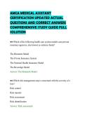 AMCA MEDICAL ASSISTANT CERTIFICATION UPDATED ACTUAL QUESTIONS AND CORRECT ANSWERS COMPREHENSIVE STUDY GUIDE FULL SOLUTION&period;pdf&NewLine;&NewLine;