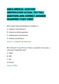 AMCA MEDICAL ASSISTANT CERTIFICATION ACTUAL TEST FULL QUESTIONS AND CORRECT ANSWERS EXAMPREP STUDY SHEET&period;pdf&NewLine;&NewLine;