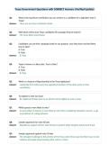 Texas Government Questions with CORRECT Answers &lpar;Verified Update&rpar;