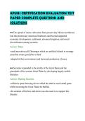 APUSH CERTIFICATION EVALUATION TEST PAPER COMPLETE QUESTIONS AND SOLUTIONS