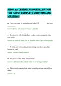 ATMO 201 CERTIFICATION EVALUATION TEST PAPER COMPLETE QUESTIONS AND SOLUTIONS