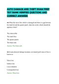 AUTO DAMAGE AND THEFT EXAM PREP TEST BANK VERIFIED QUESTIONS AND CORRECT ANSWERS