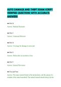 AUTO DAMAGE AND THEFT EXAM SCRIPT VERIFIED QUESTIONS WITH ACCURATE ANSWERS&period;