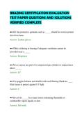 BRAZING CERTIFICATION EVALUATION TEST PAPER QUESTIONS AND SOLUTIONS VERIFIED COMPLETE&period;pdf&NewLine;&NewLine;