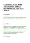 CALIFORNIA HOUSEHOLD MOVERS ACTUAL TEST PAPER COMPLETE QUESTIONS AND SOLUTIONS TESTED ANSWERS&period;pdf&NewLine;&NewLine;