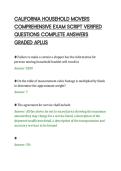 CALIFORNIA HOUSEHOLD MOVERS COMPREHENSIVE EXAM SCRIPT VERIFIED QUESTIONS COMPLETE ANSWERS GRADED APLUS&period;pdf&NewLine;&NewLine;