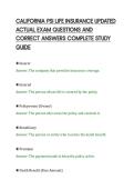 CALIFORNIA PSI LIFE INSURANCE UPDATED ACTUAL EXAM QUESTIONS AND CORRECT ANSWERS COMPLETE STUDY GUIDE&period;pdf&NewLine;&NewLine;