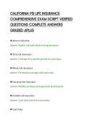 CALIFORNIA PSI LIFE INSURANCE COMPREHENSIVE EXAM SCRIPT VERIFIED QUESTIONS COMPLETE ANSWERS GRADED APLUS&period;pdf&NewLine;&NewLine;
