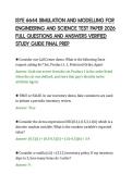 ISYE 6644 SIMULATION AND MODELLING FOR&NewLine;ENGINEERING AND SCIENCE TEST PAPER 2026&NewLine;FULL QUESTIONS AND ANSWERS VERIFIED&NewLine;STUDY GUIDE FINAL PREP&NewLine;