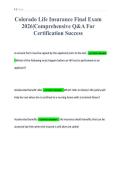 Colorado Life Insurance Final Exam&NewLine;2026&vert;Comprehensive Q&A For&NewLine;Certification Success