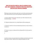 HESI PSYCHIATRIC MENTAL HEALTH NURSING EXAM&NewLine;2026 -2027 ESSENTIAL CONCEPTS PRACTICE QUESTIONS&NewLine;AND DETAILED VERIFIED ANSWERS