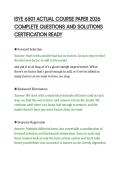 ISYE 6501 ACTUAL COURSE PAPER 2026&NewLine;COMPLETE QUESTIONS AND SOLUTIONS&NewLine;CERTIFICATION READY&NewLine;
