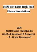 HESI Exit Exam High-Yield Disease Associations 2026 &vert; Nursing Review Guide&comma; Key Concepts & Exam Prep PDF