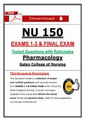 NU 150 Exams 1-3 & Final Exam &ndash; Pharmacology &lpar;Latest 2026&sol;2027 Update&rpar; Actual Questions & Answers &vert; Galen &lpar;PDF&rpar;