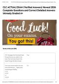 CLC ACTUAL EXAM &lpar;Verified Answers&rpar; Newest 2026 Complete Questions and Correct Detailed Answers &vert;Already Graded A&plus;&NewLine;&NewLine;&NewLine;