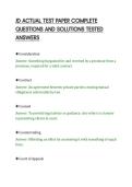 JD ACTUAL TEST PAPER COMPLETE&NewLine;QUESTIONS AND SOLUTIONS TESTED&NewLine;ANSWERS&NewLine;