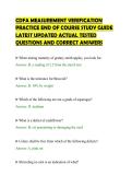 CDFA MEASUREMENT VERIFICATION PRACTICE END OF COURSE STUDY GUIDE LATEST UPDATED ACTUAL TESTED QUESTIONS AND CORRECT ANSWERS&period;pdf&NewLine;&NewLine;