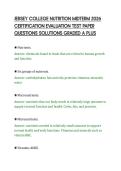 JERSEY COLLEGE NUTRITION MIDTERM 2026&NewLine;CERTIFICATION EVALUATION TEST PAPER&NewLine;QUESTIONS SOLUTIONS GRADED A PLUS&NewLine;