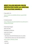 JERSEY COLLEGE MEDSURG ONE RN&NewLine;CERTIFICATION PAPER 2026 QUESTIONS&NewLine;WITH SOLUTIONS GRADED A&plus;