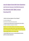 Lean Six Sigma Green Belt Exam Questions &NewLine;and Correct Answers &lpar;Verified Answers&rpar; &NewLine;Plus Rationale 2027 Q&A&vert; Instant &NewLine;Download Pdf