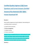 Certified Quality Engineer &lpar;CQE&rpar; Exam &NewLine;Questions and Correct Answers &lpar;Verified &NewLine;Answers&rpar; Plus Rationale 2027 Q&A&vert; &NewLine;Instant Download Pdf
