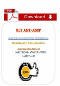 MLT Hematology & Coagulation &lpar;PDF&rpar; &vert; 2026 MLT Exam Questions &vert; ASCP &lpar;Malcolm X College&rpar;