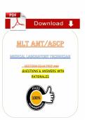 MLT AMT&sol;ASCP &lpar;PDF&rpar; &vert; 2026 MLT Exam Questions &vert; Medical Laboratory Malcolm X College