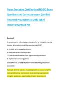 Nurse Executive Certification &lpar;NE-BC&rpar; Exam &NewLine;Questions and Correct Answers &lpar;Verified &NewLine;Answers&rpar; Plus Rationale 2027 Q&A&vert; &NewLine;Instant Download Pdf