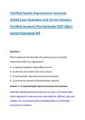 Certified Quality Improvement Associate &NewLine;&lpar;CQIA&rpar; Exam Questions and Correct Answers &NewLine;&lpar;Verified Answers&rpar; Plus Rationale 2027 Q&A&vert; &NewLine;Instant Download Pdf