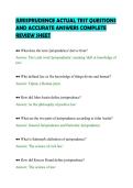 JURISPRUDENCE ACTUAL TEST QUESTIONS&NewLine;AND ACCURATE ANSWERS COMPLETE&NewLine;REVIEW SHEET&NewLine;