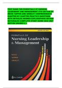 TEST BANK FOR ESSENTIALS OF NURSING LEADERSHIP AND MANAGEMENT 8TH EDITION BY WEISS TAPPEN AND GRIMLEY COMPREHENSIVE CHAPTER BY CHAPTER PRACTICE QUESTIONS WITH DETAILED ANSWER EXPLANATIONS REVIEW RATIONALES COMPLETE STUDY GUIDE 2026 2027 EDITION GRADED A &plus;