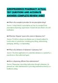 JURISPRUDENCE PHARMACY ACTUAL&NewLine;TEST QUESTIONS AND ACCURATE&NewLine;ANSWERS COMPLETE REVIEW SHEET