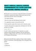 DEWIT&rsquo;S MEDICAL SURGICAL NURSING&NewLine;COMPREHENSIVE TEST PAPER QUESTIONS&NewLine;AND ANSWERS VERIFIED GRADED A&plus;