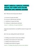 DEWIT&rsquo;S MEDICAL SURGICAL NURSING&NewLine;ACTUAL TEST SCRIPT WITH SOLVED&NewLine;QUESTIONS AND VERIFIED ANSWERS&NewLine;