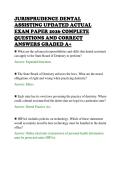 JURISPRUDENCE DENTAL&NewLine;ASSISTING UPDATED ACTUAL&NewLine;EXAM PAPER 2026 COMPLETE&NewLine;QUESTIONS AND CORRECT&NewLine;ANSWERS GRADED A&plus;&NewLine;