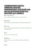 JURISPRUDENCE DENTAL&NewLine;ASSISTING UPDATED&NewLine;COMPREHENSIVE TEST BANK 2026&NewLine;SOLVED QUESTIONS WITH FULL&NewLine;SOLUTION 100&percnt; CORRECT