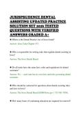 JURISPRUDENCE DENTAL&NewLine;ASSISTING UPDATED PRACTICE&NewLine;SOLUTION SET 2026 TESTED&NewLine;QUESTIONS WITH VERIFIED&NewLine;ANSWERS GRADED A&plus;