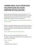 SAUNDERS MENTAL HEALTH CERTIFICATION&NewLine;EVALUATION EXAMS 2026 SOLVED&NewLine;QUESTIONS WITH FULL SOLUTION&NewLine;