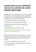 SAUNDERS MENTAL HEALTH COMPREHENSIVE&NewLine;EXAM 2026 FULL QUESTIONS AND CORRECT&NewLine;ANSWERS ALREADY PASSED