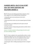 SAUNDERS MENTAL HEALTH EXAM SCRIPT&NewLine;2026 TEST PAPER QUESTIONS AND&NewLine;SOLUTIONS GRADED A&plus;