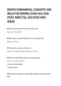 DEWITS FUNDAMENTAL CONCEPTS AND&NewLine;SKILLS FOR NURSING EXAM Q&A 2026&NewLine;STUDY SHEET FULL SOLUTION VIEW&NewLine;AHEAD