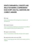 DEWITS FUNDAMENTAL CONCEPTS AND&NewLine;SKILLS FOR NURSING COMPREHENSIVE&NewLine;EXAM SCRIPT 2026 FULL QUESTIONS AND&NewLine;CORRECT ANSWERS&NewLine;