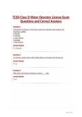 TCEQ Class D Water Operator License Exam Questions and Correct Answers