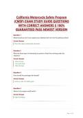 California Motorcycle Safety Program&NewLine;&lpar;CMSP&rpar; EXAM STUDY GUIDE QUESTIONS&NewLine;WITH CORRECT ANSWERS &vert;&vert; 100&percnt;&NewLine;GUARANTEED PASS NEWEST VERSION
