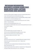 Michigan Residential Builder License Exam Test Bank 1000&plus; Questions and Answers 2026&sol;2027