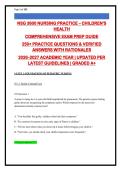 NSG 3600 NURSING PRACTICE &ndash; CHILDREN'S &NewLine;HEALTH &NewLine;COMPREHENSIVE EXAM PREP GUIDE &NewLine;250&plus; PRACTICE QUESTIONS & VERIFIED &NewLine;ANSWERS WITH RATIONALES &NewLine;2026&ndash;2027 ACADEMIC YEAR &vert; UPDATED PER &NewLine;LATEST GUIDELINES &vert; GRADED A&plus; &NewLine;