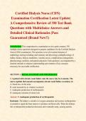       Certified Dialysis Nurse &lpar;CDN&rpar;&NewLine; Examination Certification Latest Update&vert; &NewLine;A Comprehensive Review of 350 Test Bank Questions with Multichoice Answers and Detailed Clinical Rationales &vert;Pass Guaranteed &lpar;Brand New&excl;&excl;&rpar;&NewLine;